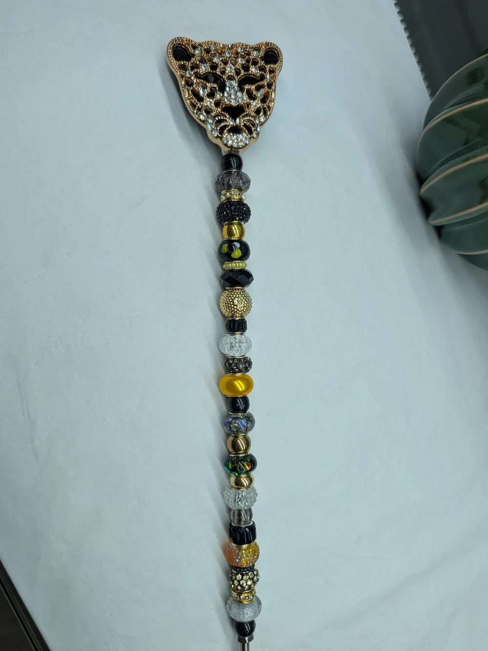 Hand Made Fairy Wand/Plant/Garden Stake W/Sparkly Leopard Topper